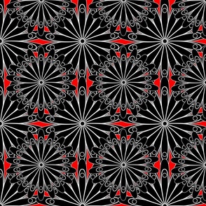 Dramatic Art Deco, black and red geometric, tragedy, majestic, magnificent,  luxury, gorgeous death, statement, theatrical, royal 