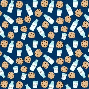 MINI milk and cookies baby fabric cute food nursery design navy