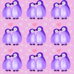 Love penguins pink purple