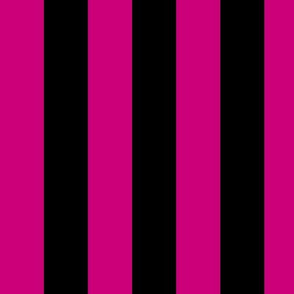 Large Vertical Awning Stripe Pattern - Medium Magenta and Black