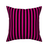 Vertical Awning Stripe Pattern - Medium Magenta and Black