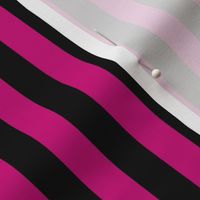 Vertical Awning Stripe Pattern - Medium Magenta and Black