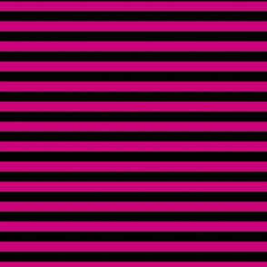 Horizontal Bengal Stripe Pattern - Medium Magenta and Black