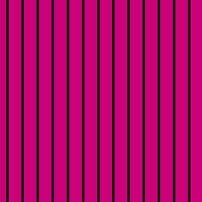 Vertical Pin Stripe Pattern - Medium Magenta and Black