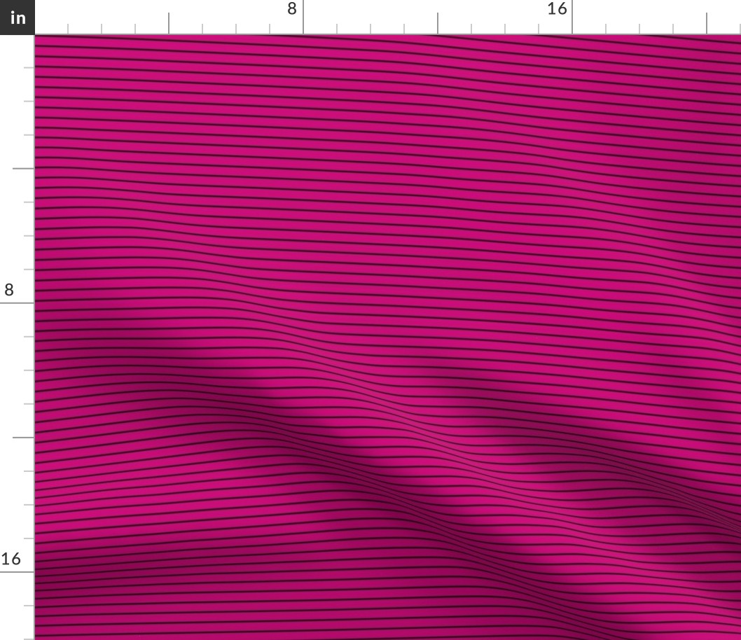 Small Horizontal Pin Stripe Pattern - Medium Magenta and Black