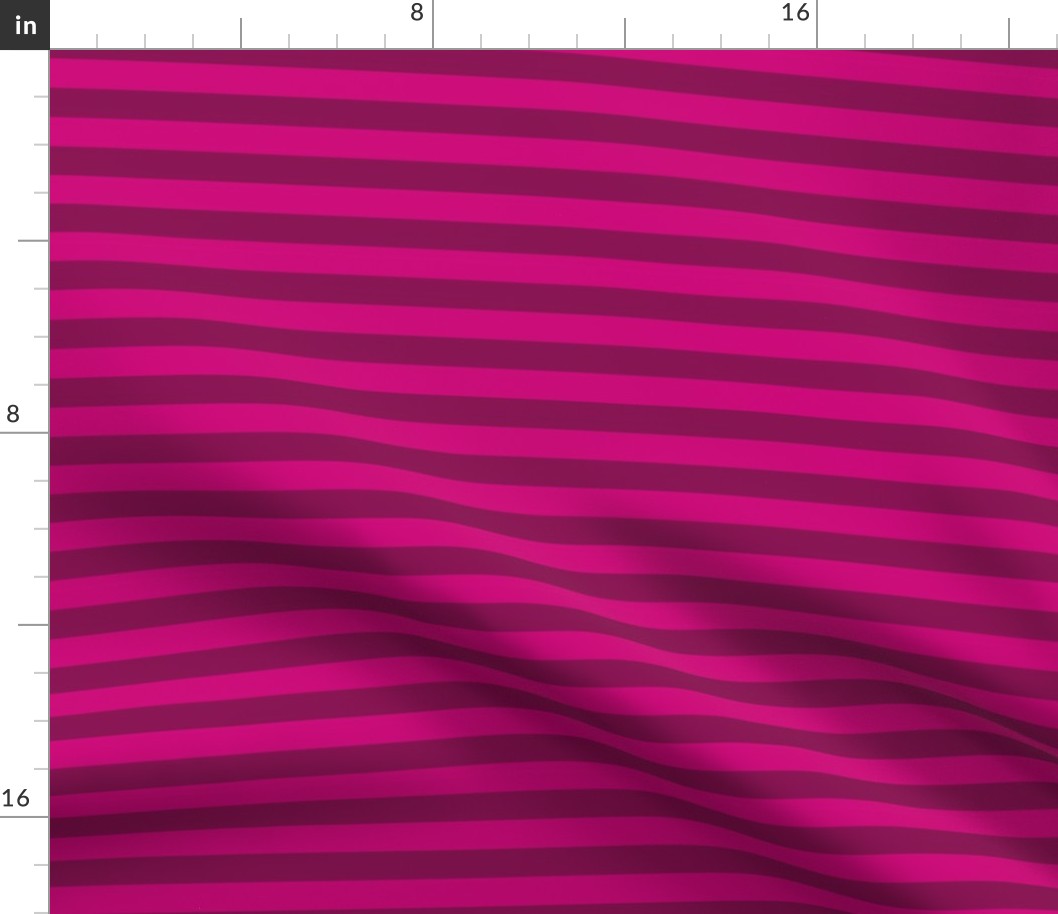 Horizontal Awning Stripe Pattern - Medium Magenta and Deep Magenta