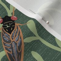 Cicadas on Green Linen