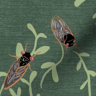 Cicadas on Green Linen