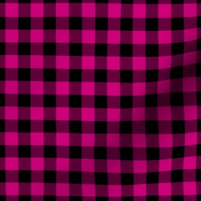 Gingham Pattern - Medium Magenta and Black