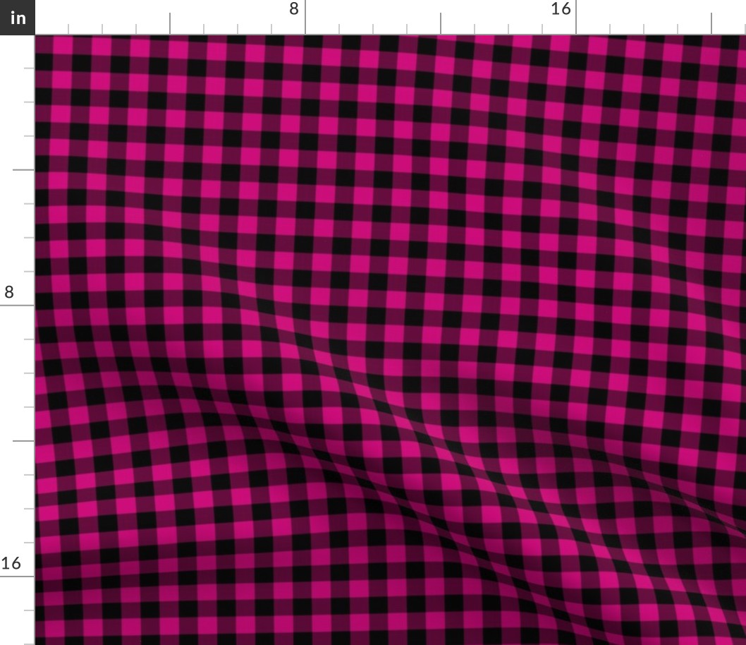 Gingham Pattern - Medium Magenta and Black