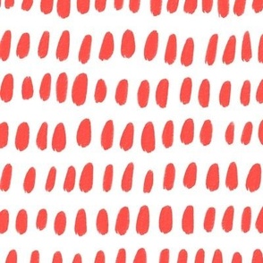 Hand Painted Coral Red Paint Splotches on a White Background - Large - 20x20