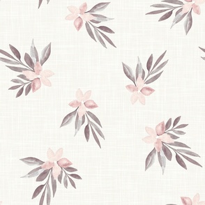 Muted florals with faux linen effect - extra large