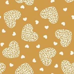 2 Color Leopard Print Hearts: Cream on Gold