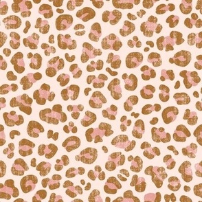 Distressed Leopard Print: Bronze and Dusty Pink on Misty Rose