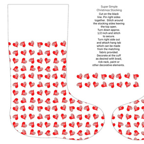 Hearts  cut and sew stocking