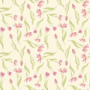 Pink Tulips - Soft Lemon