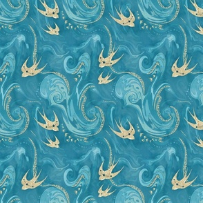 Golden swallow constellations sky blue small