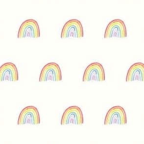 Bright watercolor rainbows small on cream for babies, kids and nursery wallpaper. perfect for children's wear