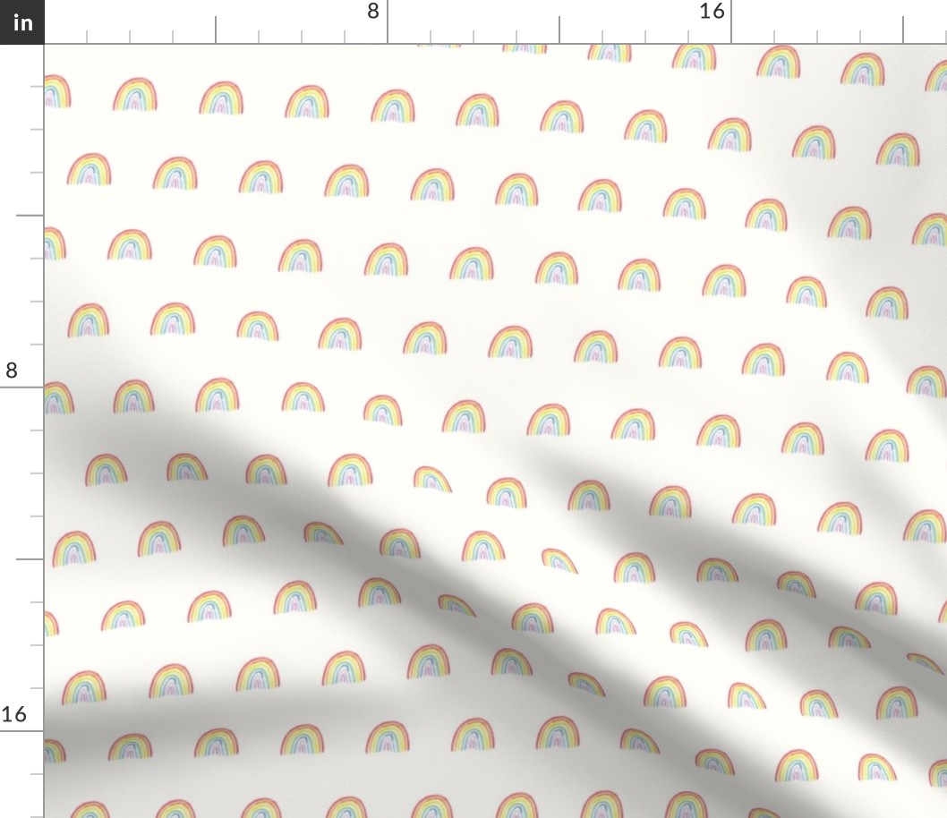 Bright watercolor rainbows small on cream for babies, kids and nursery wallpaper. perfect for children's wear