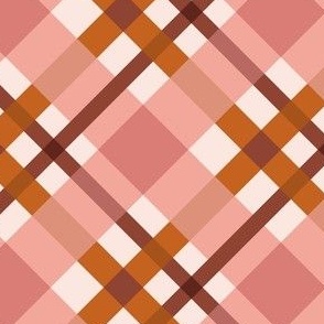 boho diagonal plaid in pink, tan and brown for summer and autumn / fall