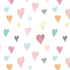 watercolour hearts valentines bright colourful