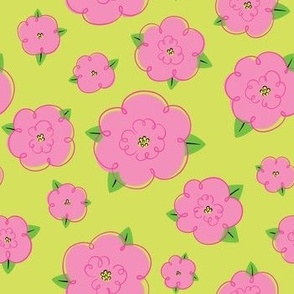 Small Fluffy Flowers (Lime Green & Light Pink)