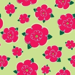 Small Fluffy Flowers (Light Green & Red)