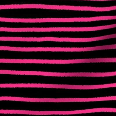 Sketchy Stripes // Black and Hot Pink