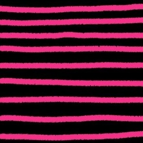 Sketchy Stripes // Black and Hot Pink