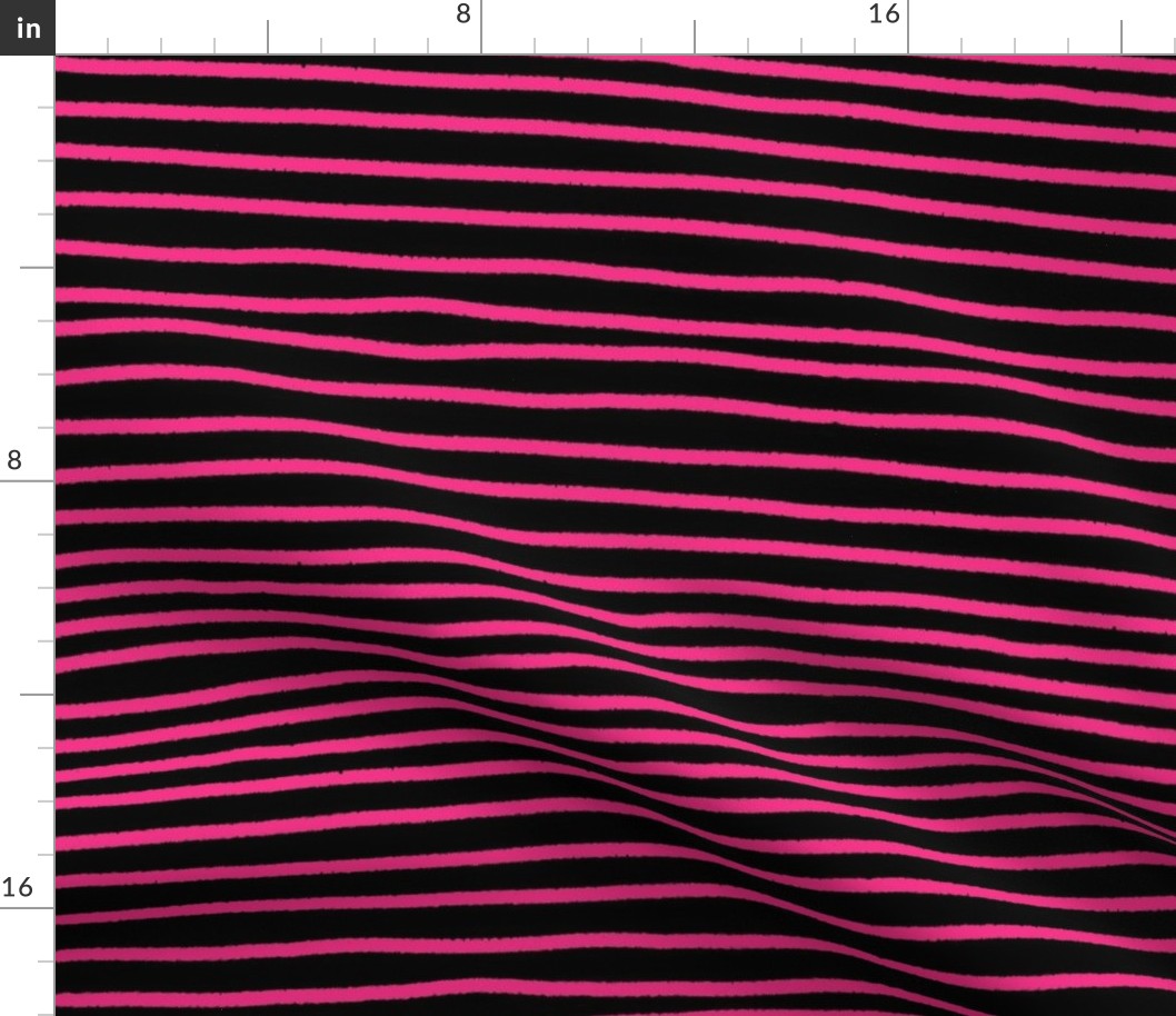 Sketchy Stripes // Black and Hot Pink