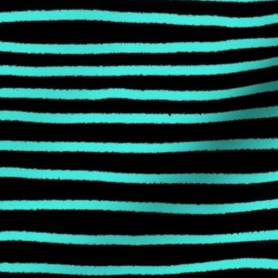 Sketchy Stripes // Black and Turquoise 