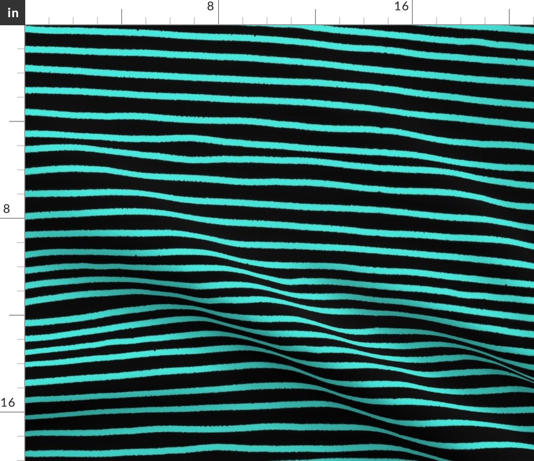Sketchy Stripes // Black and Turquoise 