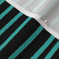 Sketchy Stripes // Black and Caribbean Blue