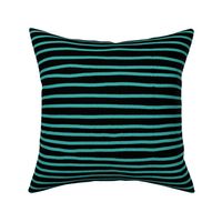Sketchy Stripes // Black and Caribbean Blue