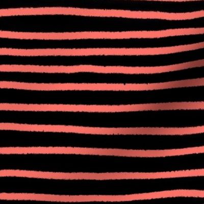 Sketchy Stripes // Coral and Black