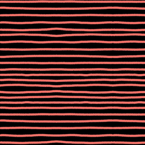 Sketchy Stripes // Coral and Black