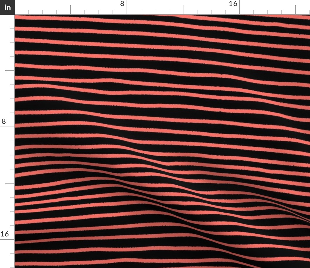 Sketchy Stripes // Coral and Black