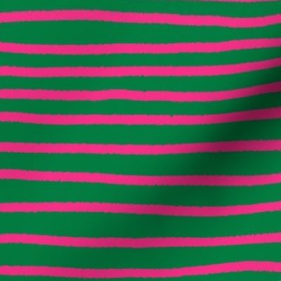 Sketchy Stripes //Kelly Green and Hot Pink