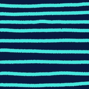 Sketchy Stripes // Navy and Turquoise 