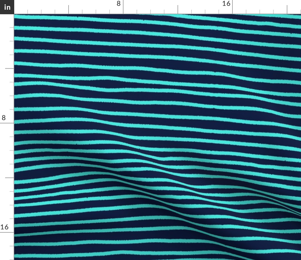 Sketchy Stripes // Navy and Turquoise 