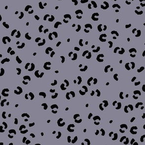 Messy single leopard spots minimalist boho animal print texture for wild baby nursery textiles blue berry black purple 
