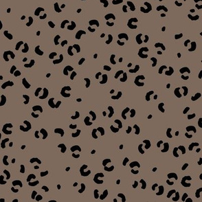 Messy single leopard spots minimalist boho animal print texture for wild baby nursery textiles chocolate brown black
