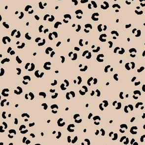 Messy single leopard spots minimalist boho animal print texture for wild baby nursery textiles beige sand black