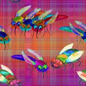 FUNNY BUGS ON SUNSET PLAID PSMGE