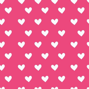 White Hearts on Pink Background