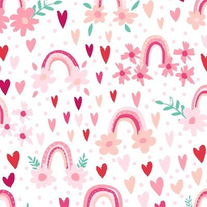 Rainbow Valentines White Background