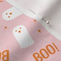 Ghost - Boo! - orange on pink halloween - LAD21