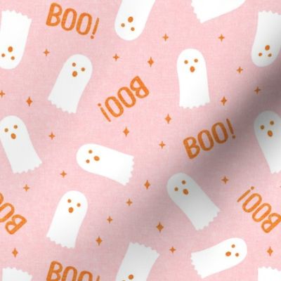 Ghost - Boo! - orange on pink halloween - LAD21