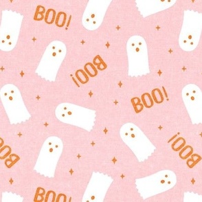 Ghost - Boo! - orange on pink halloween - LAD21