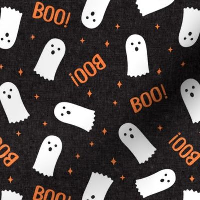 Ghost - Boo! - orange on charcoal halloween - LAD21